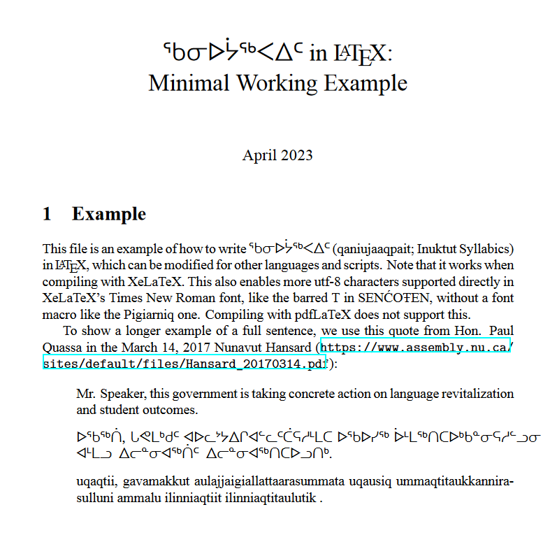 Typesetting Syllabics (and More) in LaTeX